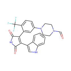 O=CN1CCN(c2ccc(C(F)(F)F)c(C3=C(c4c[nH]c5ccccc45)C(=O)NC3=O)c2)CC1 ZINC000066104081