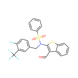 O=Cc1c(N(Cc2ccc(F)c(C(F)(F)F)c2)S(=O)(=O)c2ccccc2)sc2ccccc12 ZINC000115233192