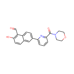 O=Cc1c(O)ccc2cc(-c3cccc(C(=O)N4CCOCC4)n3)ccc12 ZINC000169699712