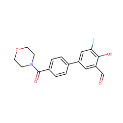 O=Cc1cc(-c2ccc(C(=O)N3CCOCC3)cc2)cc(F)c1O ZINC000169699754