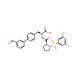 O=Cc1cccc(-c2ccc(C[C@H](NC(=O)[C@@H]3CCCN3S(=O)(=O)c3cc(Cl)cc(Cl)c3)C(=O)O)cc2)c1 ZINC000026644823