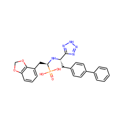 O=P(O)(O)[C@@H](Cc1cccc2c1OCO2)N[C@@H](Cc1ccc(-c2ccccc2)cc1)c1nn[nH]n1 ZINC000026006176