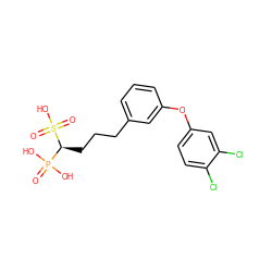 O=P(O)(O)[C@H](CCCc1cccc(Oc2ccc(Cl)c(Cl)c2)c1)S(=O)(=O)O ZINC000040422960