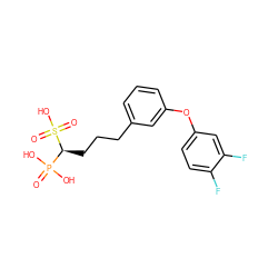 O=P(O)(O)[C@H](CCCc1cccc(Oc2ccc(F)c(F)c2)c1)S(=O)(=O)O ZINC000040975860