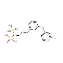 O=P(O)(O)[C@H](CCCc1cccc(Oc2cccc(F)c2)c1)S(=O)(=O)O ZINC000040403543