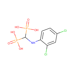 O=P(O)(O)C(Nc1ccc(Cl)cc1Cl)P(=O)(O)O ZINC000013643254