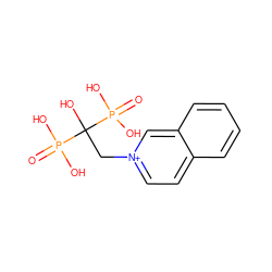 O=P(O)(O)C(O)(C[n+]1ccc2ccccc2c1)P(=O)(O)O ZINC000013643040