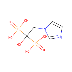 O=P(O)(O)C(O)(Cn1ccnc1)P(=O)(O)O ZINC000003803652