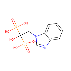 O=P(O)(O)C(O)(Cn1cnc2ccccc21)P(=O)(O)O ZINC000013643229