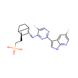 O=P(O)(O)CC[C@H]1C2CCC(CC2)[C@@H]1Nc1nc(-c2c[nH]c3ncc(F)cc23)ncc1F ZINC000299871566