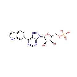 O=P(O)(O)OC[C@H]1O[C@@H](n2cnc3c(-c4ccc5cc[nH]c5c4)ncnc32)[C@H](O)[C@@H]1O ZINC000299828776