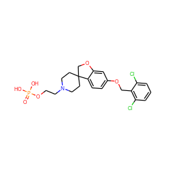 O=P(O)(O)OCCN1CCC2(CC1)COc1cc(OCc3c(Cl)cccc3Cl)ccc12 ZINC000113584153