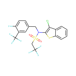 O=S(=O)(CC(F)(F)F)N(Cc1ccc(F)c(C(F)(F)F)c1)c1sc2ccccc2c1Cl ZINC000115231958