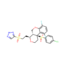 O=S(=O)(CC[C@@H]1OCC[C@@]2(S(=O)(=O)c3ccc(Cl)cc3)c3c(F)ccc(F)c3OC[C@@H]12)c1cn[nH]n1 ZINC000095594158