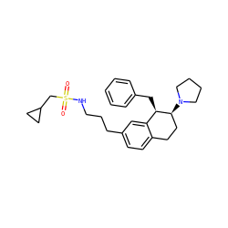 O=S(=O)(CC1CC1)NCCCc1ccc2c(c1)[C@@H](Cc1ccccc1)[C@@H](N1CCCC1)CC2 ZINC000088261075