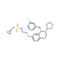 O=S(=O)(CC1CC1)NCCOc1ccc2c(c1)[C@H](Cc1cccc(F)c1)[C@H](N1CCCC1)CC2 ZINC000142904462