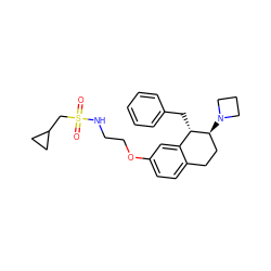 O=S(=O)(CC1CC1)NCCOc1ccc2c(c1)[C@H](Cc1ccccc1)[C@@H](N1CCC1)CC2 ZINC000088260785