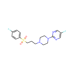 O=S(=O)(CCCN1CCN(c2ncc(F)cn2)CC1)c1ccc(F)cc1 ZINC000084402611