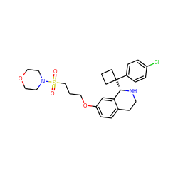 O=S(=O)(CCCOc1ccc2c(c1)[C@H](C1(c3ccc(Cl)cc3)CCC1)NCC2)N1CCOCC1 ZINC000114978686