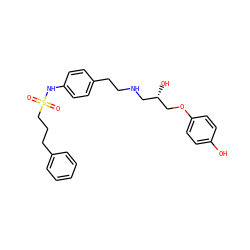 O=S(=O)(CCCc1ccccc1)Nc1ccc(CCNC[C@H](O)COc2ccc(O)cc2)cc1 ZINC000096880865
