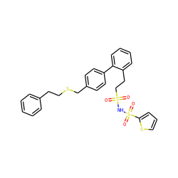 O=S(=O)(CCc1ccccc1-c1ccc(CSCCc2ccccc2)cc1)NS(=O)(=O)c1cccs1 ZINC000026575549