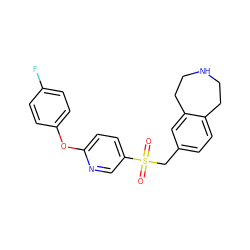 O=S(=O)(Cc1ccc2c(c1)CCNCC2)c1ccc(Oc2ccc(F)cc2)nc1 ZINC000049110793