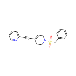 O=S(=O)(Cc1ccccc1)N1CC=C(C#Cc2ccccn2)CC1 ZINC000028525448