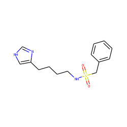 O=S(=O)(Cc1ccccc1)NCCCCc1c[nH]cn1 ZINC000026270128