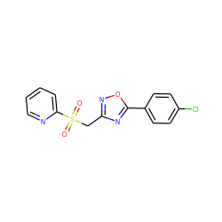 O=S(=O)(Cc1noc(-c2ccc(Cl)cc2)n1)c1ccccn1 ZINC000000095386