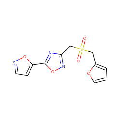 O=S(=O)(Cc1noc(-c2ccno2)n1)Cc1ccco1 ZINC000000114311