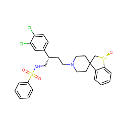 O=S(=O)(NC[C@@H](CCN1CCC2(CC1)C[S@@+]([O-])c1ccccc12)c1ccc(Cl)c(Cl)c1)c1ccccc1 ZINC000026577752