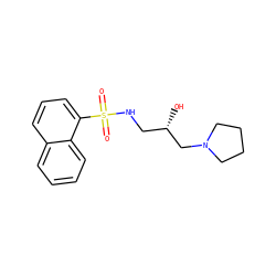 O=S(=O)(NC[C@H](O)CN1CCCC1)c1cccc2ccccc12 ZINC000028891896