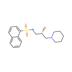 O=S(=O)(NC[C@H](O)CN1CCCCC1)c1cccc2ccccc12 ZINC000028892044