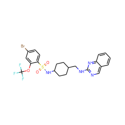 O=S(=O)(NC1CCC(CNc2ncc3ccccc3n2)CC1)c1ccc(Br)cc1OC(F)(F)F ZINC000028523469