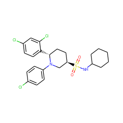 O=S(=O)(NC1CCCCC1)[C@@H]1CC[C@@H](c2ccc(Cl)cc2Cl)N(c2ccc(Cl)cc2)C1 ZINC000045390067