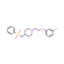 O=S(=O)(NC1CCN(CCOc2cccc(Cl)c2)CC1)c1ccccc1 ZINC000120611894