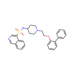 O=S(=O)(NC1CCN(CCOc2ccccc2-c2ccccc2)CC1)c1cncc2ccccc12 ZINC000653798444