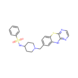 O=S(=O)(NC1CCN(Cc2ccc3c(c2)Nc2nccnc2S3)CC1)c1ccccc1 ZINC000138098217