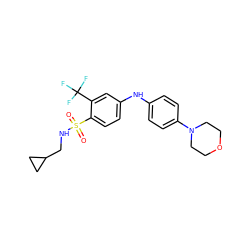 O=S(=O)(NCC1CC1)c1ccc(Nc2ccc(N3CCOCC3)cc2)cc1C(F)(F)F ZINC000144672966