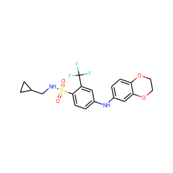 O=S(=O)(NCC1CC1)c1ccc(Nc2ccc3c(c2)OCCO3)cc1C(F)(F)F ZINC000146155401