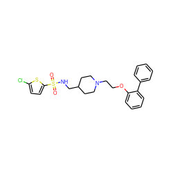 O=S(=O)(NCC1CCN(CCOc2ccccc2-c2ccccc2)CC1)c1ccc(Cl)s1 ZINC000095577310