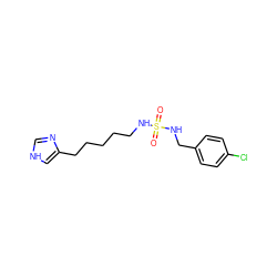 O=S(=O)(NCCCCCc1c[nH]cn1)NCc1ccc(Cl)cc1 ZINC000026832215