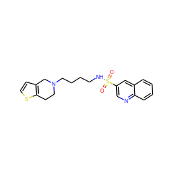 O=S(=O)(NCCCCN1CCc2sccc2C1)c1cnc2ccccc2c1 ZINC000073169096