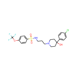 O=S(=O)(NCCCN1CCC(O)(c2ccc(Cl)cc2)CC1)c1ccc(OC(F)(F)F)cc1 ZINC000029125373