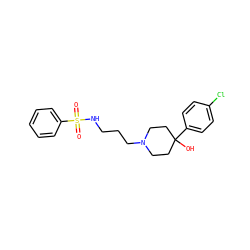 O=S(=O)(NCCCN1CCC(O)(c2ccc(Cl)cc2)CC1)c1ccccc1 ZINC000029125637