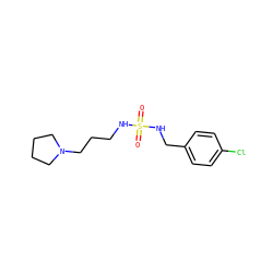 O=S(=O)(NCCCN1CCCC1)NCc1ccc(Cl)cc1 ZINC000013809051