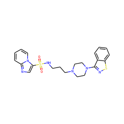 O=S(=O)(NCCCN1CCN(c2nsc3ccccc23)CC1)c1cnc2ccccn12 ZINC000114599692