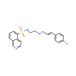 O=S(=O)(NCCNC/C=C/c1ccc(Br)cc1)c1cccc2cnccc12 ZINC000002043204