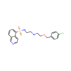 O=S(=O)(NCCNCCOCc1ccc(Cl)cc1)c1cccc2cnccc12 ZINC000003986659