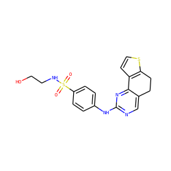 O=S(=O)(NCCO)c1ccc(Nc2ncc3c(n2)-c2ccsc2CC3)cc1 ZINC000049111774